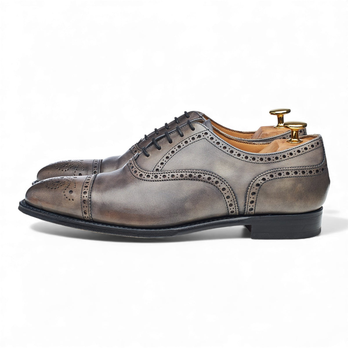 'Islington' Grey Leather Oxford Brogues UK 6 F
