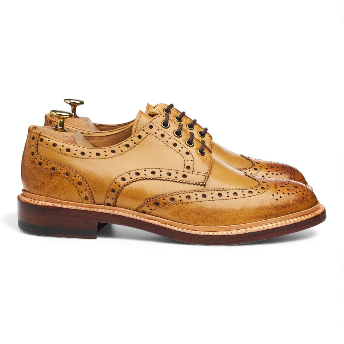 Patrick Grant Tan Brown Leather Derby Brogues UK 8