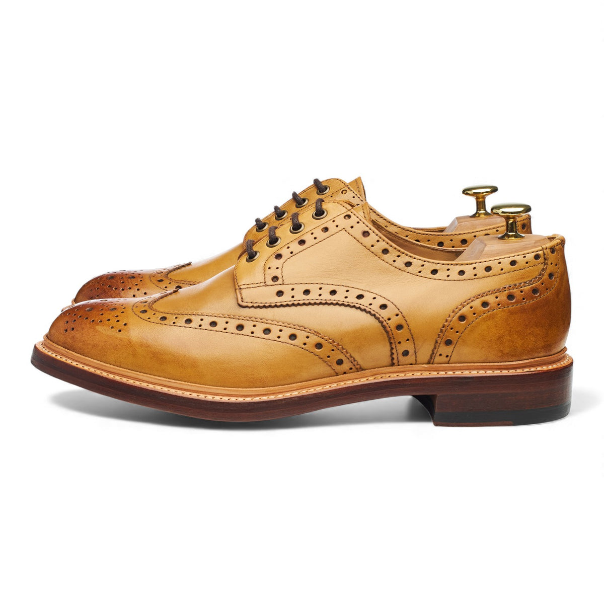 Patrick Grant Tan Brown Leather Derby Brogues UK 8