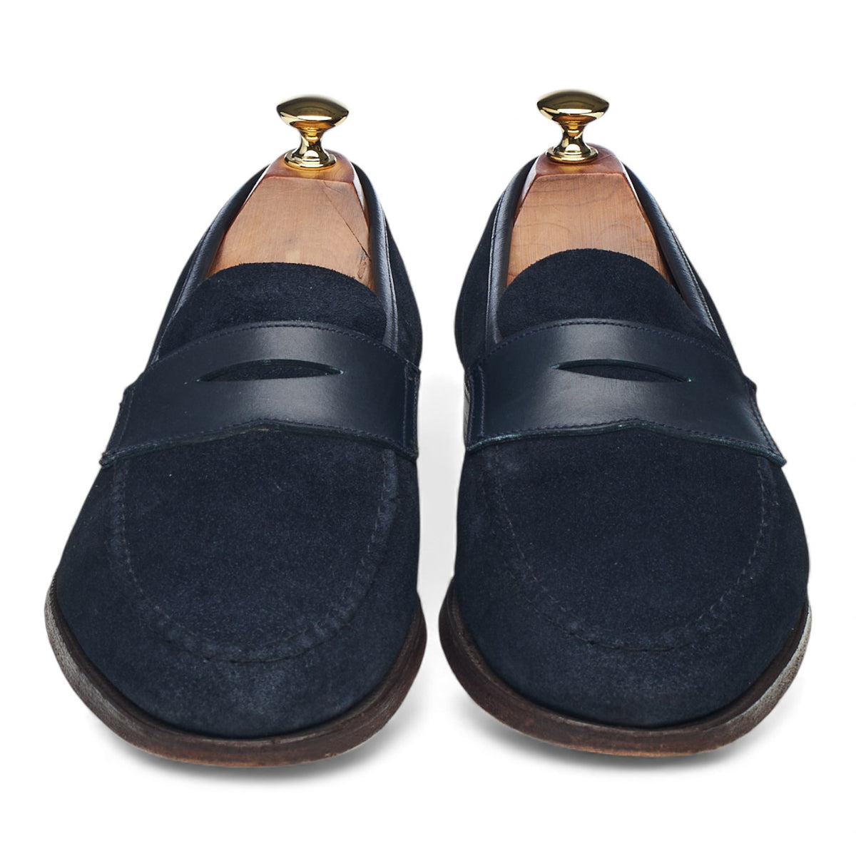 Navy Blue Suede Penny Loafers UK 9 E