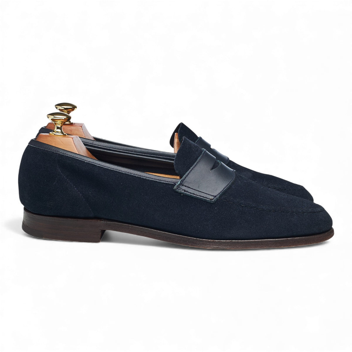 Navy Blue Suede Penny Loafers UK 9 E
