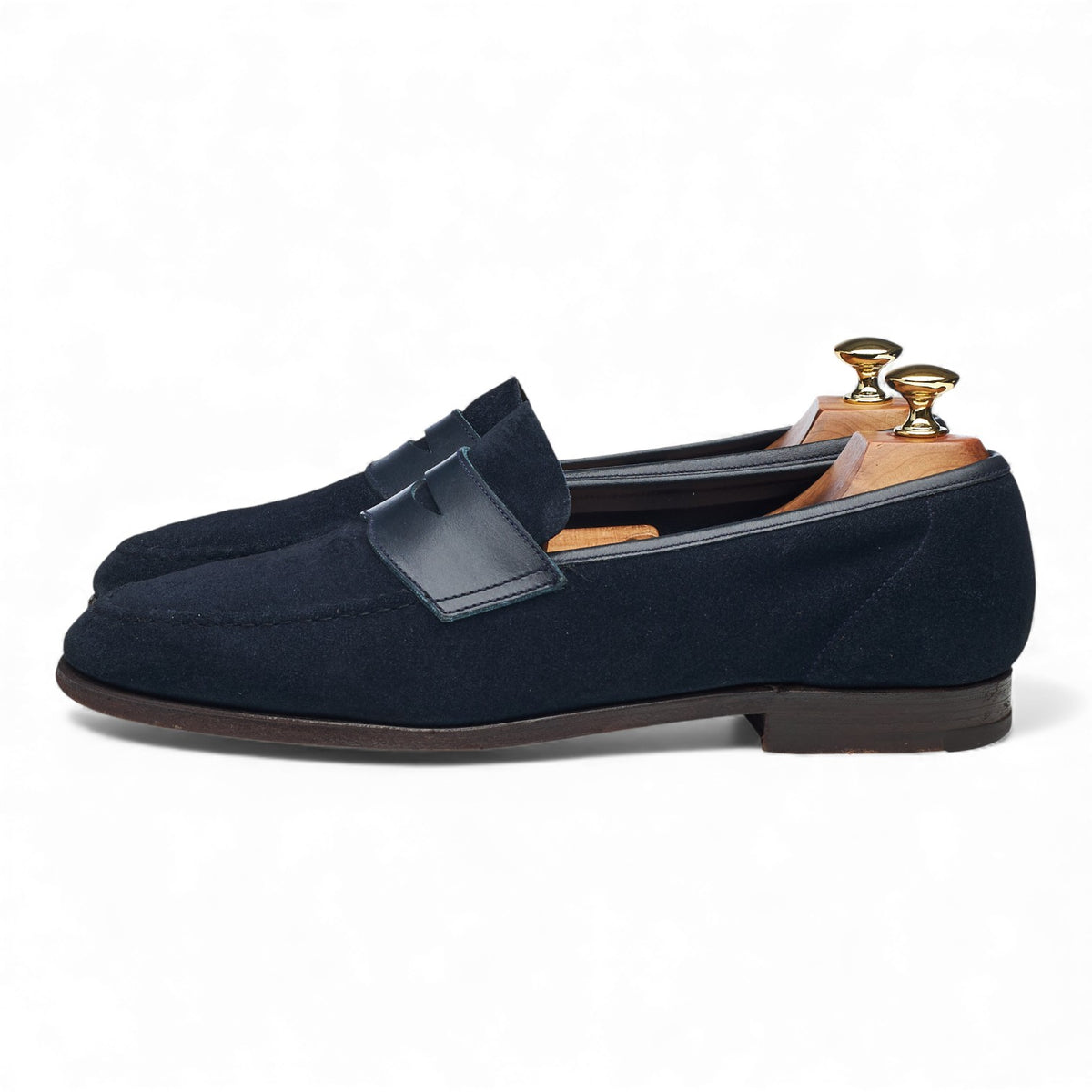 Navy Blue Suede Penny Loafers UK 9 E