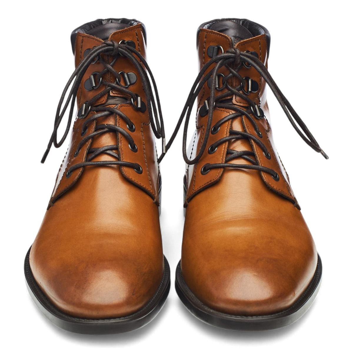 Tan Brown Leather Boots Derby UK 7.5