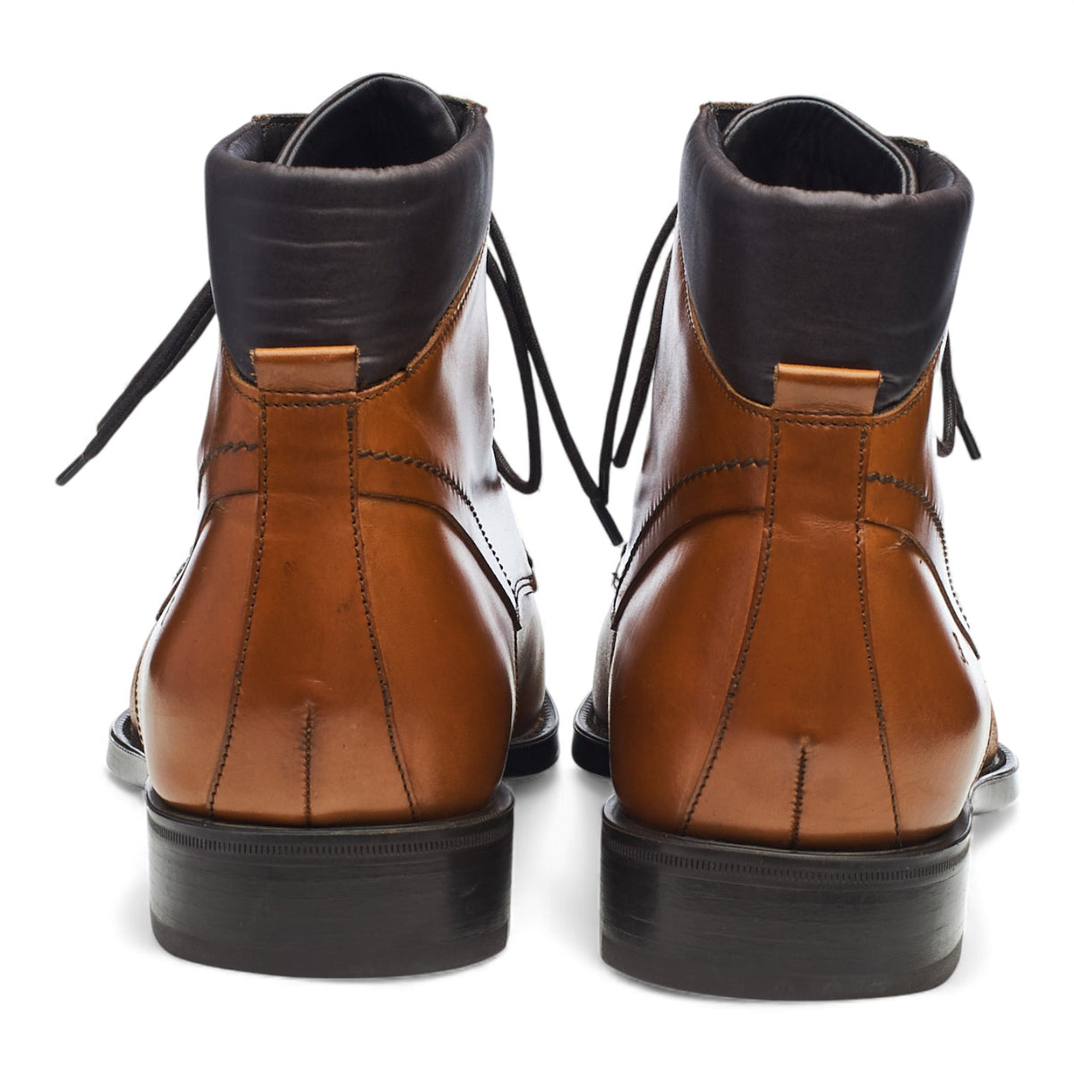 Tan Brown Leather Boots Derby UK 7.5