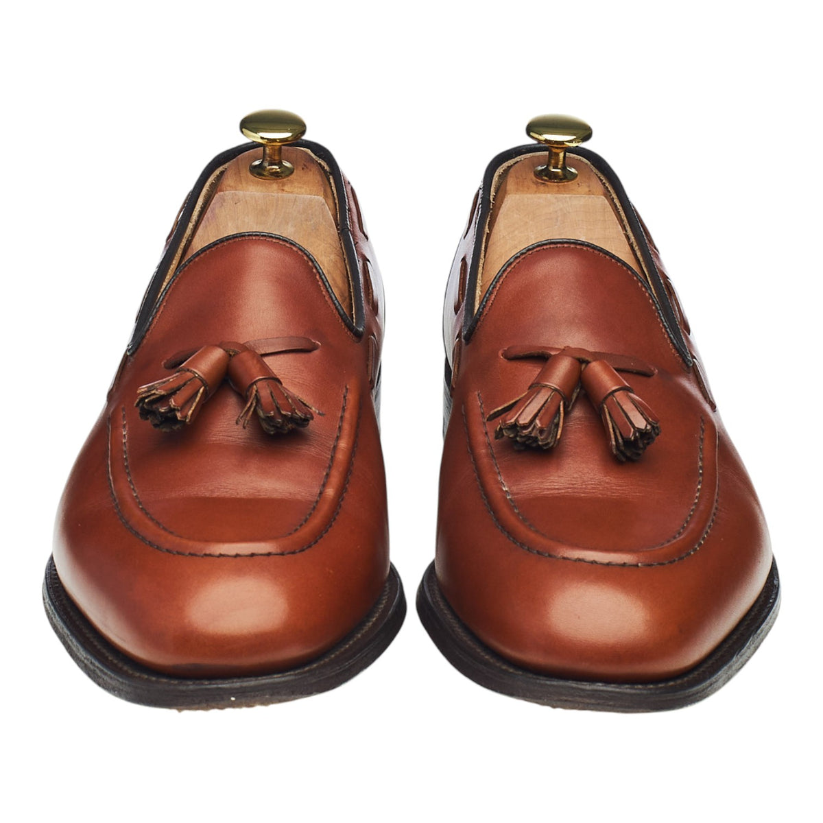 'Kingsley 2' Tan Brown Leather Tassel Loafers UK 8.5 F