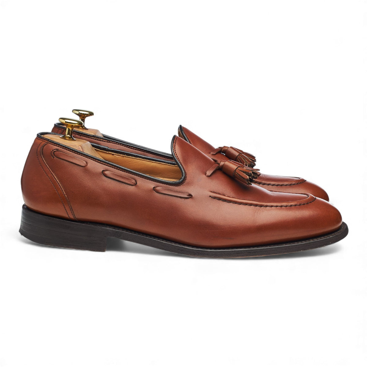 'Kingsley 2' Tan Brown Leather Tassel Loafers UK 8.5 F