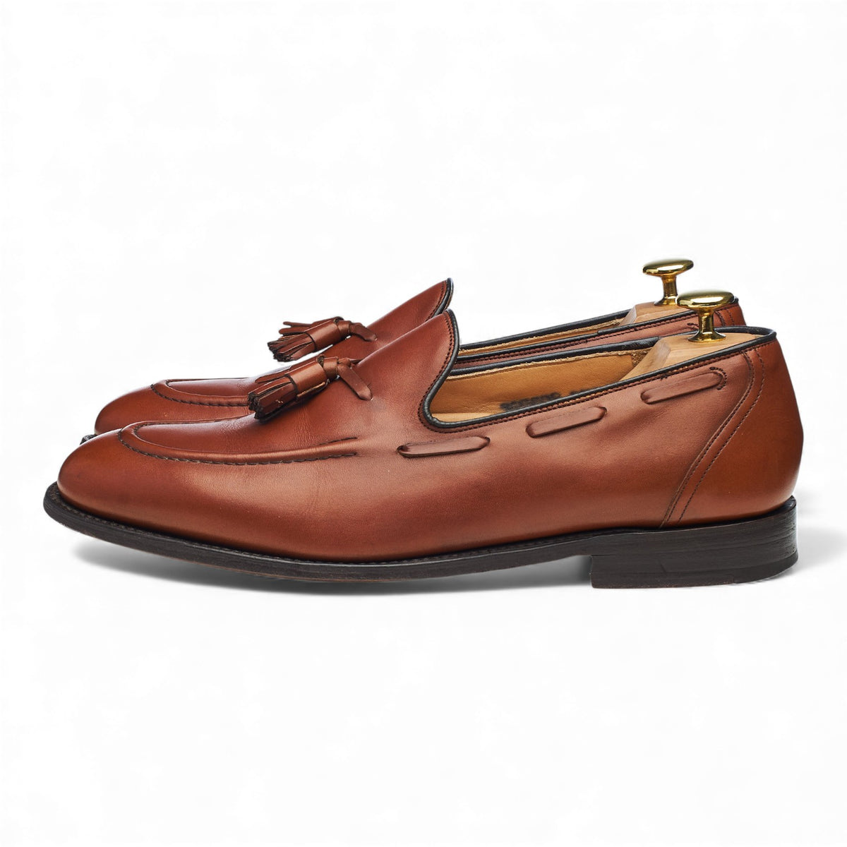 'Kingsley 2' Tan Brown Leather Tassel Loafers UK 8.5 F