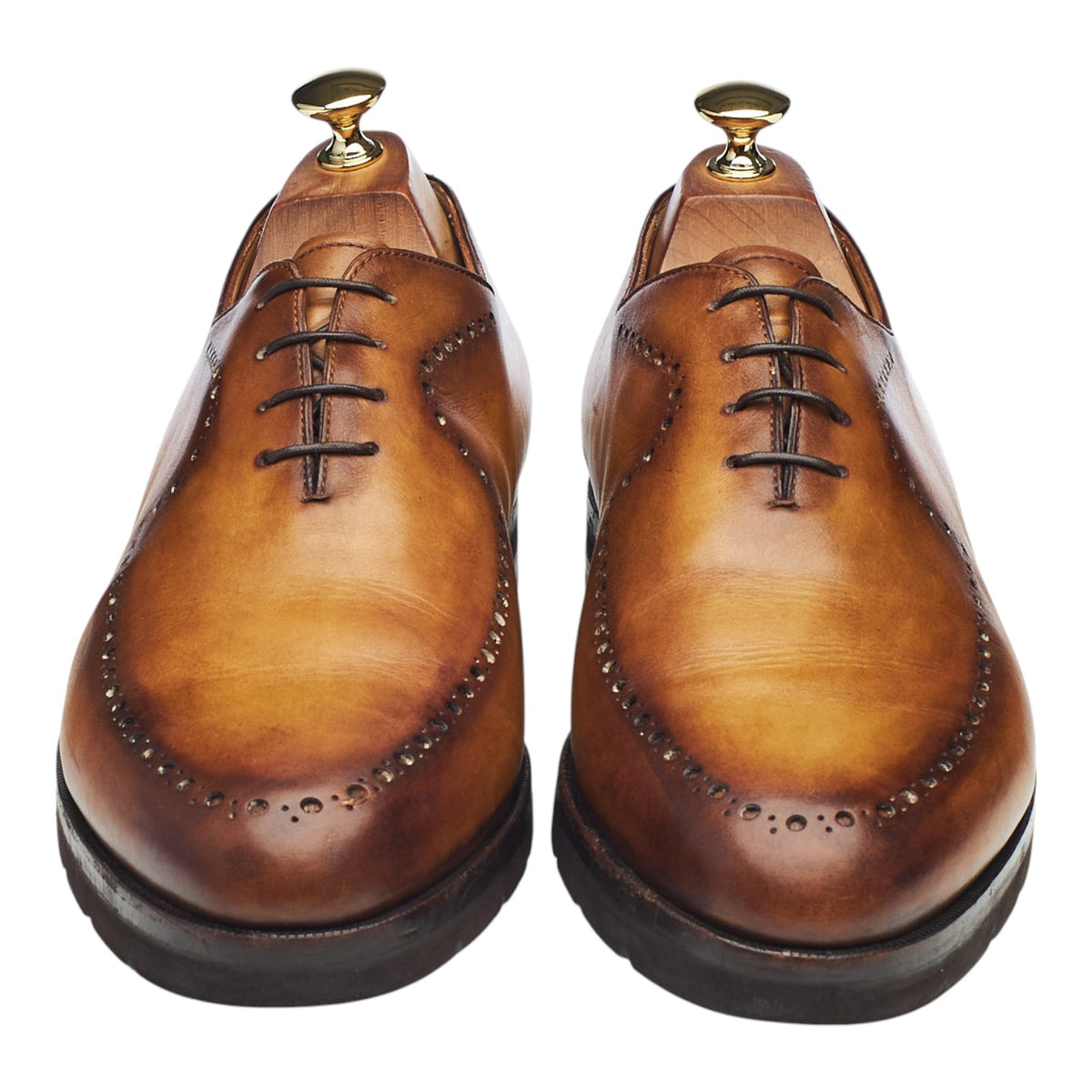 'Richelieu New Physio' Tan Brown Patina Leather Wholecut Oxford UK 9