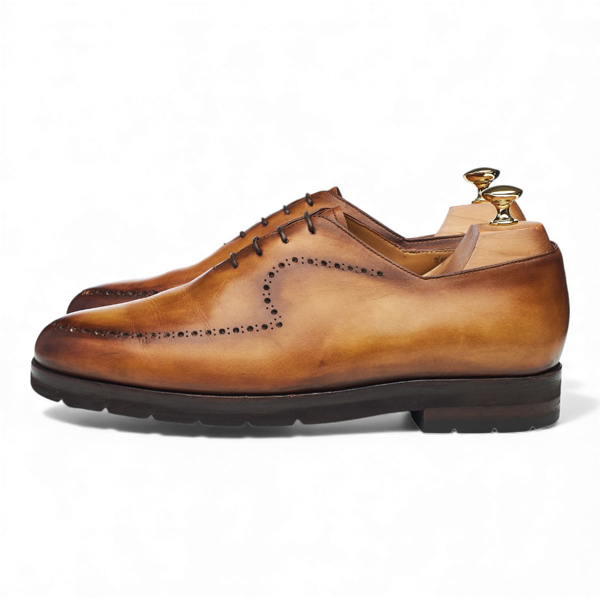 'Richelieu New Physio' Tan Brown Patina Leather Wholecut Oxford UK 9