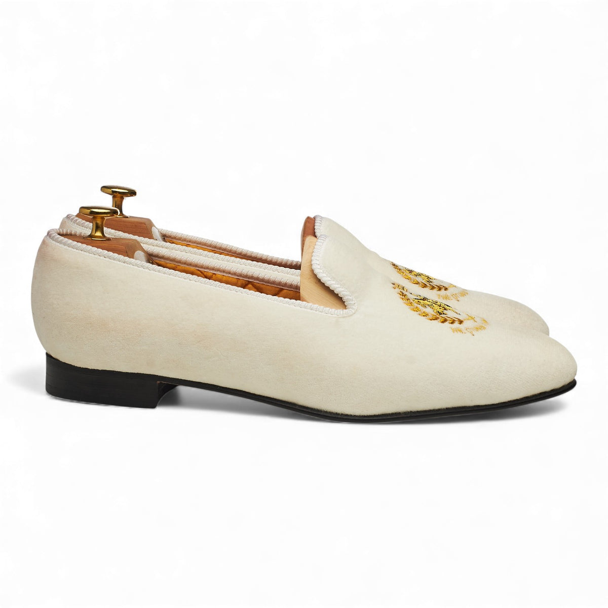 White Velvet Slippers UK 10.5