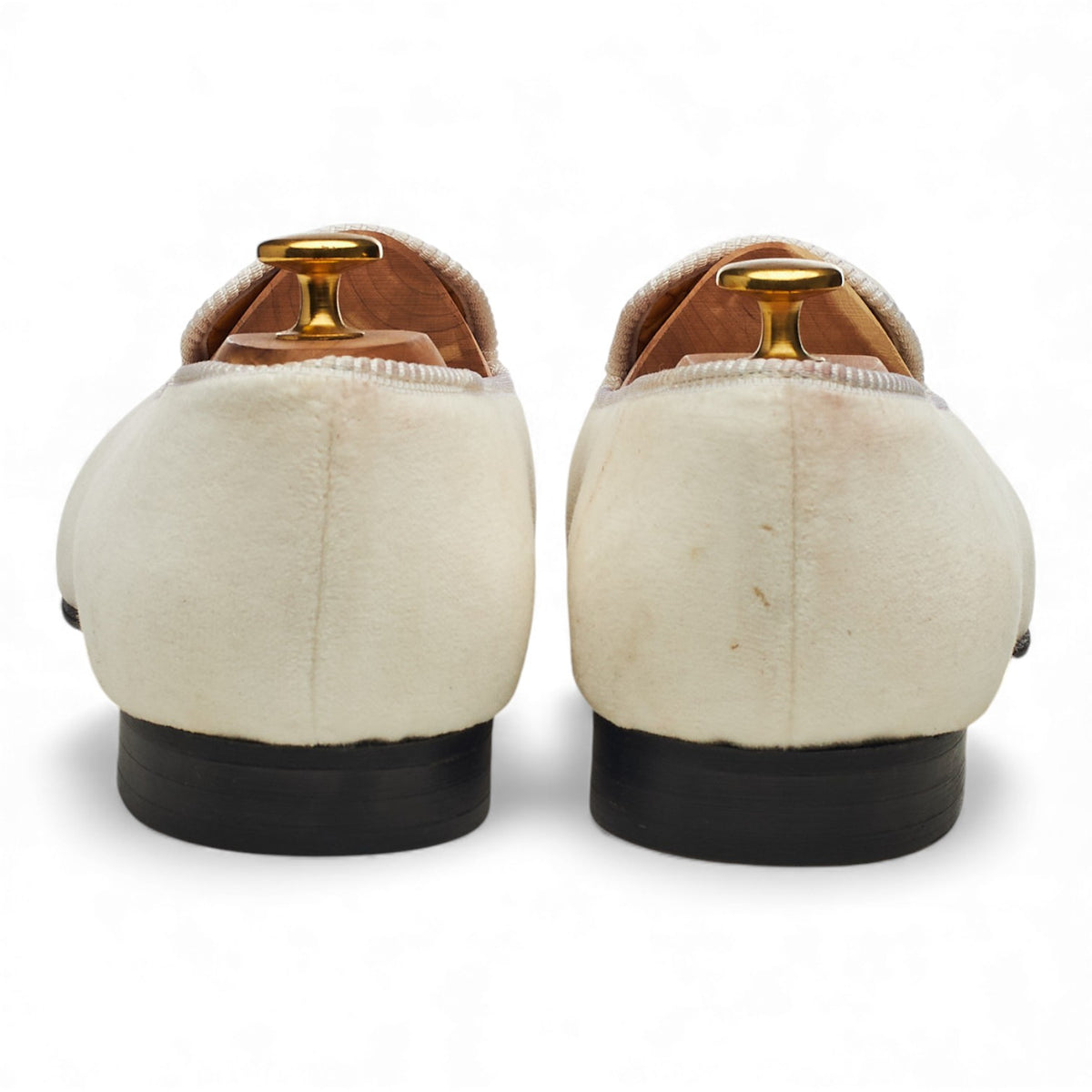 White Velvet Slippers UK 10.5