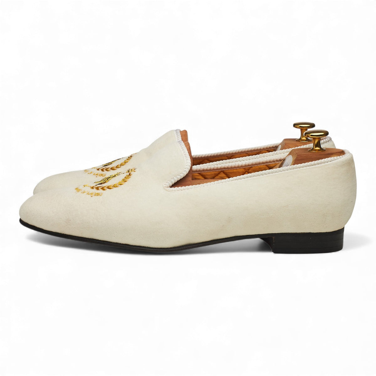 White Velvet Slippers UK 10.5