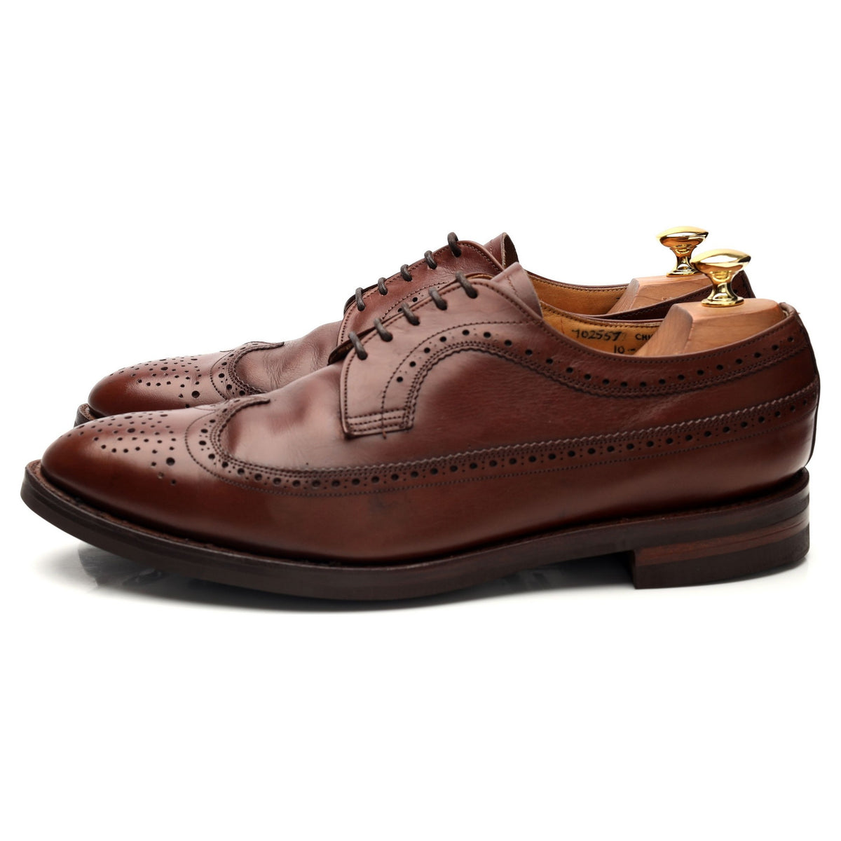 &#39;Chigwell&#39; Brown Leather Derby Brogue UK 10