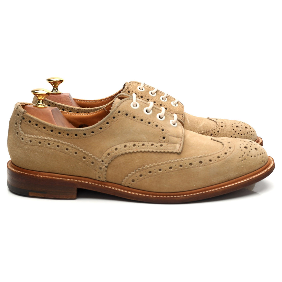 &#39;Bourton&#39; Beige Suede Derby Brogue UK 9