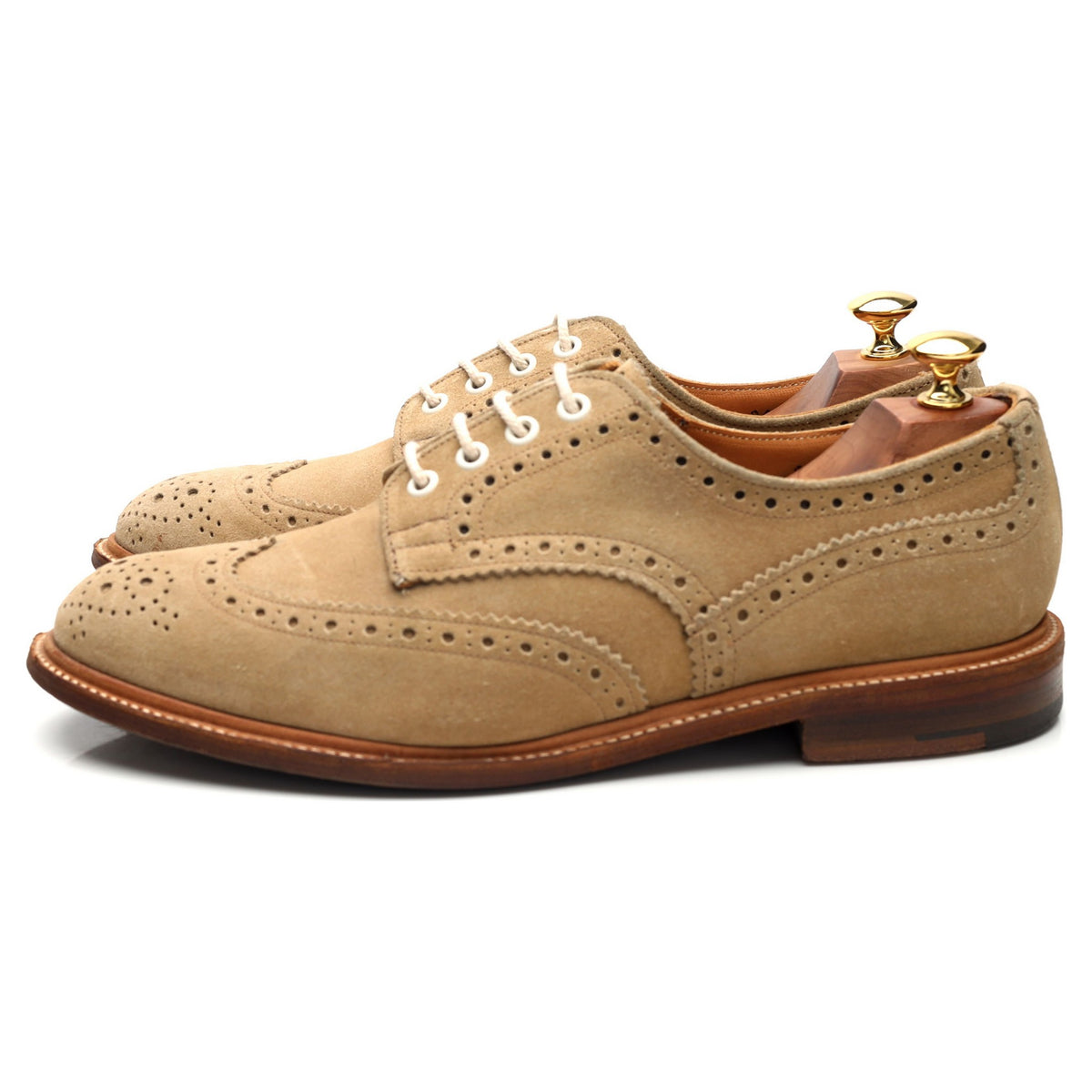 &#39;Bourton&#39; Beige Suede Derby Brogue UK 9