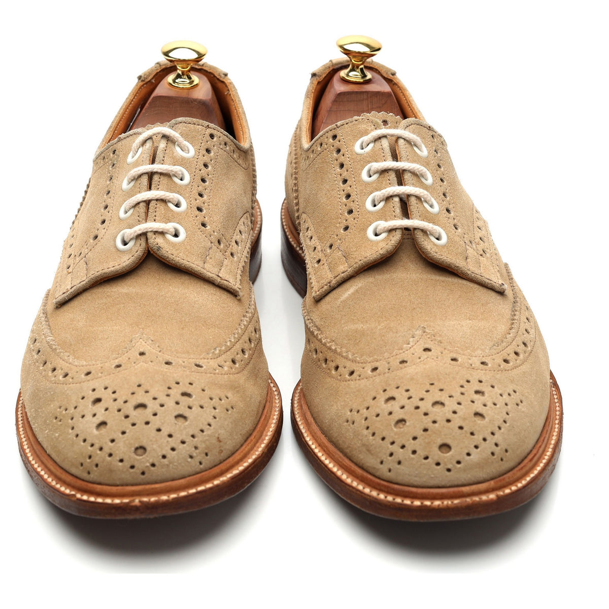 &#39;Bourton&#39; Beige Suede Derby Brogue UK 9