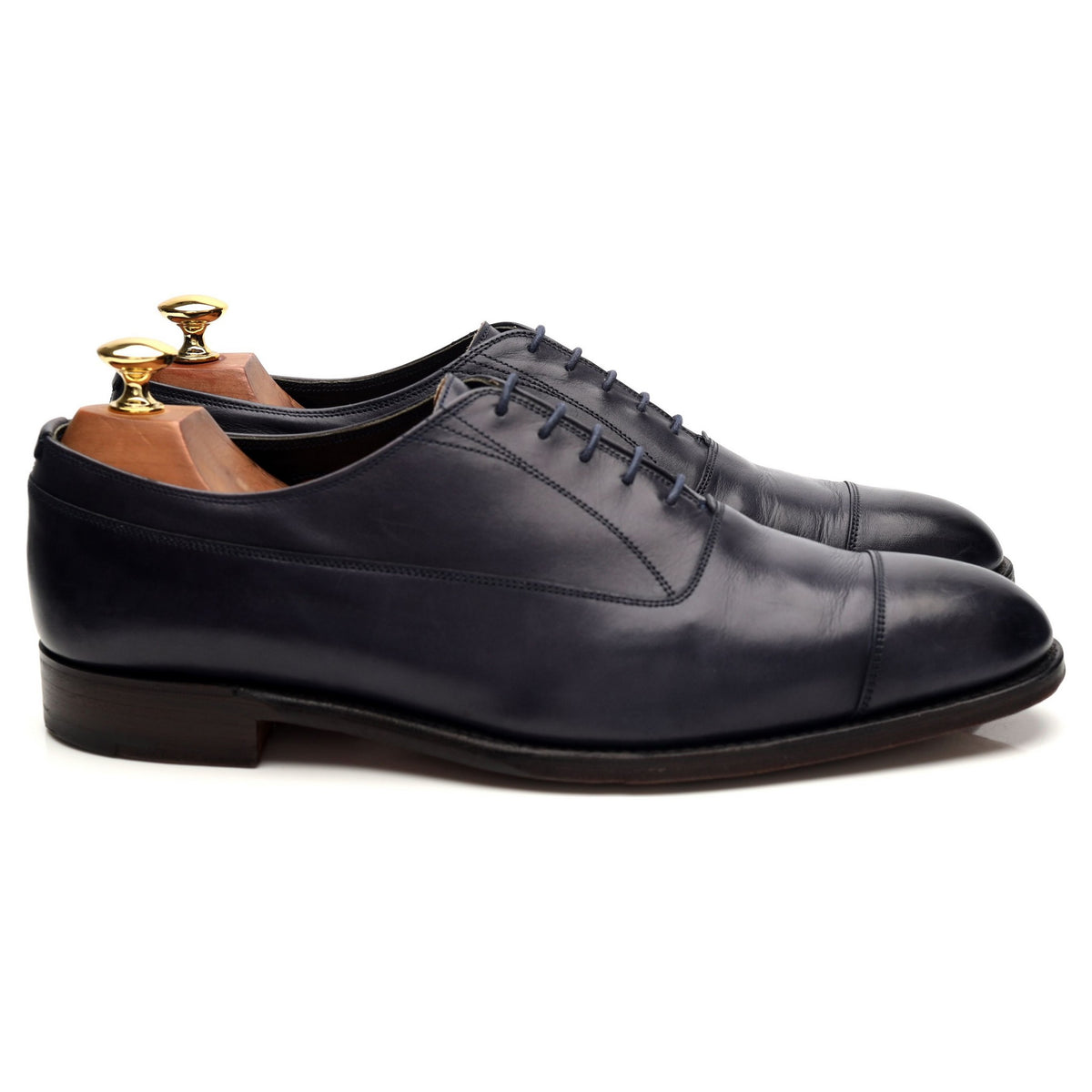 Gieves &amp; Hawkes Navy Blue Leather Oxford UK 9 F