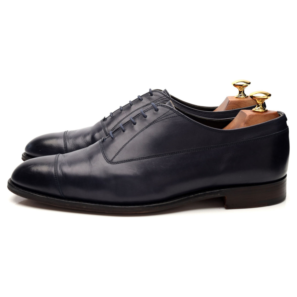 Gieves &amp; Hawkes Navy Blue Leather Oxford UK 9 F