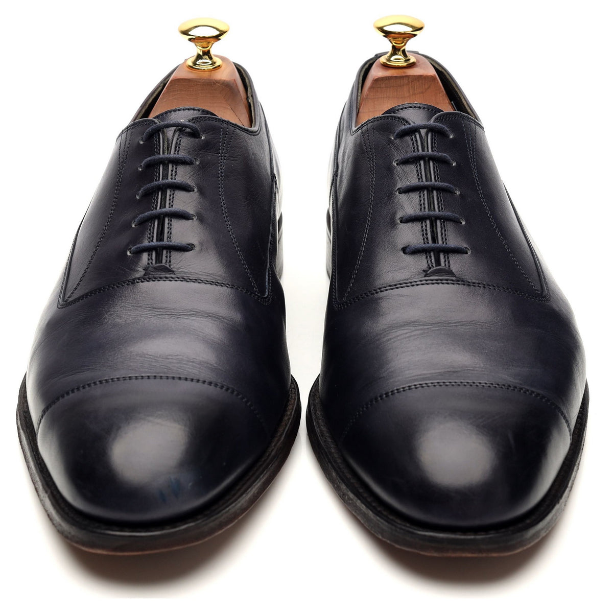 Gieves &amp; Hawkes Navy Blue Leather Oxford UK 9 F