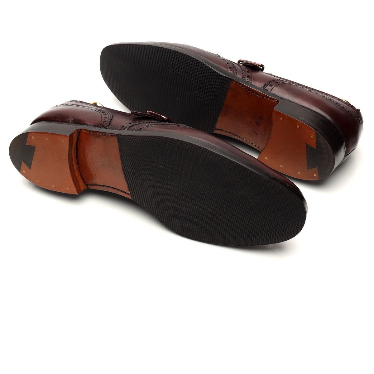 New &amp; Lingwood Burgundy Leather Monk Strap UK 10.5 E