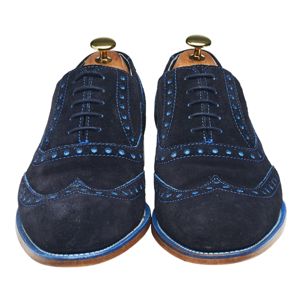 'Liffey' Navy Blue Nubuck Leather Oxford Brogues UK 8 F