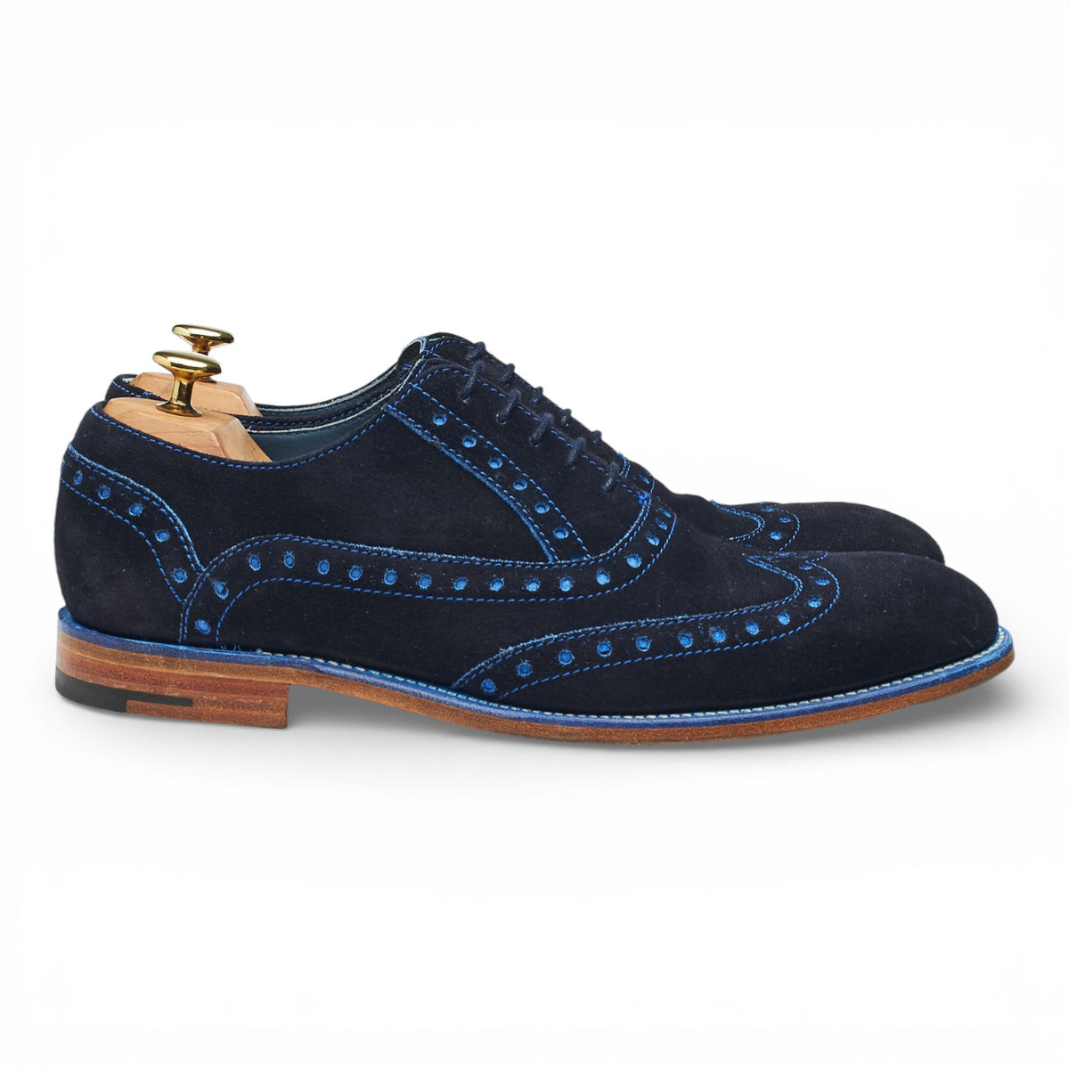 'Liffey' Navy Blue Nubuck Leather Oxford Brogues UK 8 F