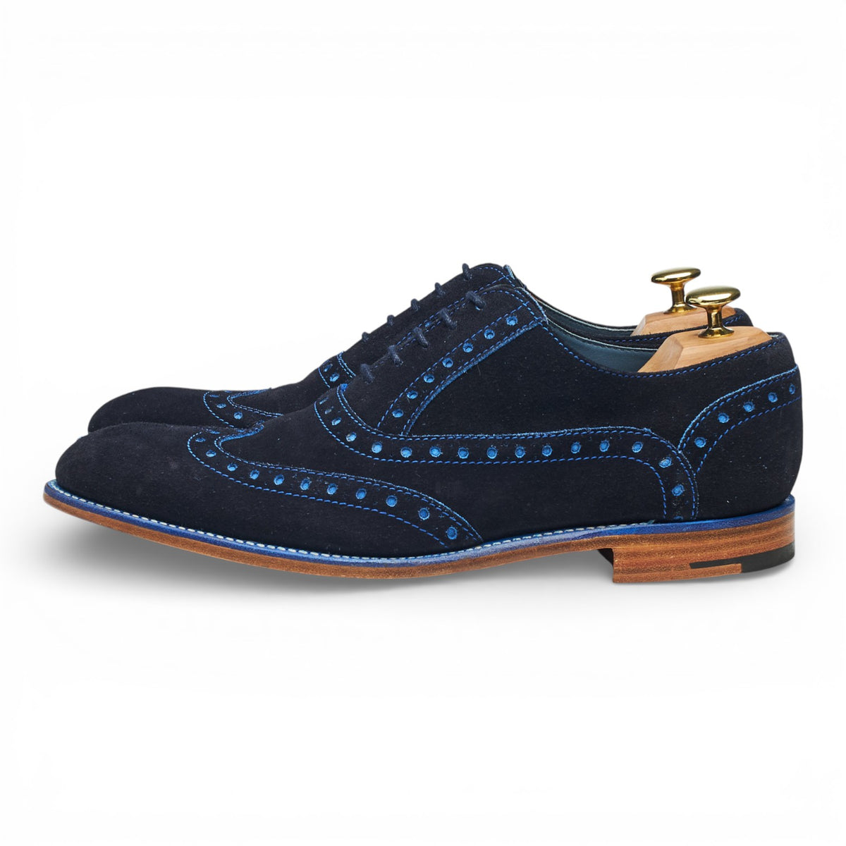 'Liffey' Navy Blue Nubuck Leather Oxford Brogues UK 8 F