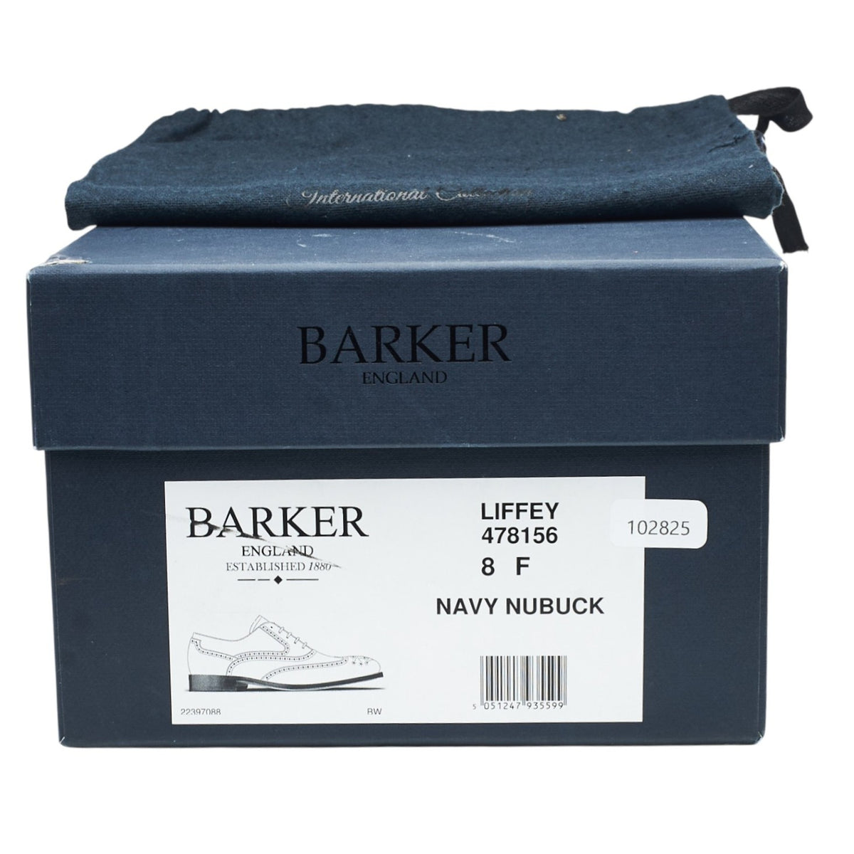 'Liffey' Navy Blue Nubuck Leather Oxford Brogues UK 8 F