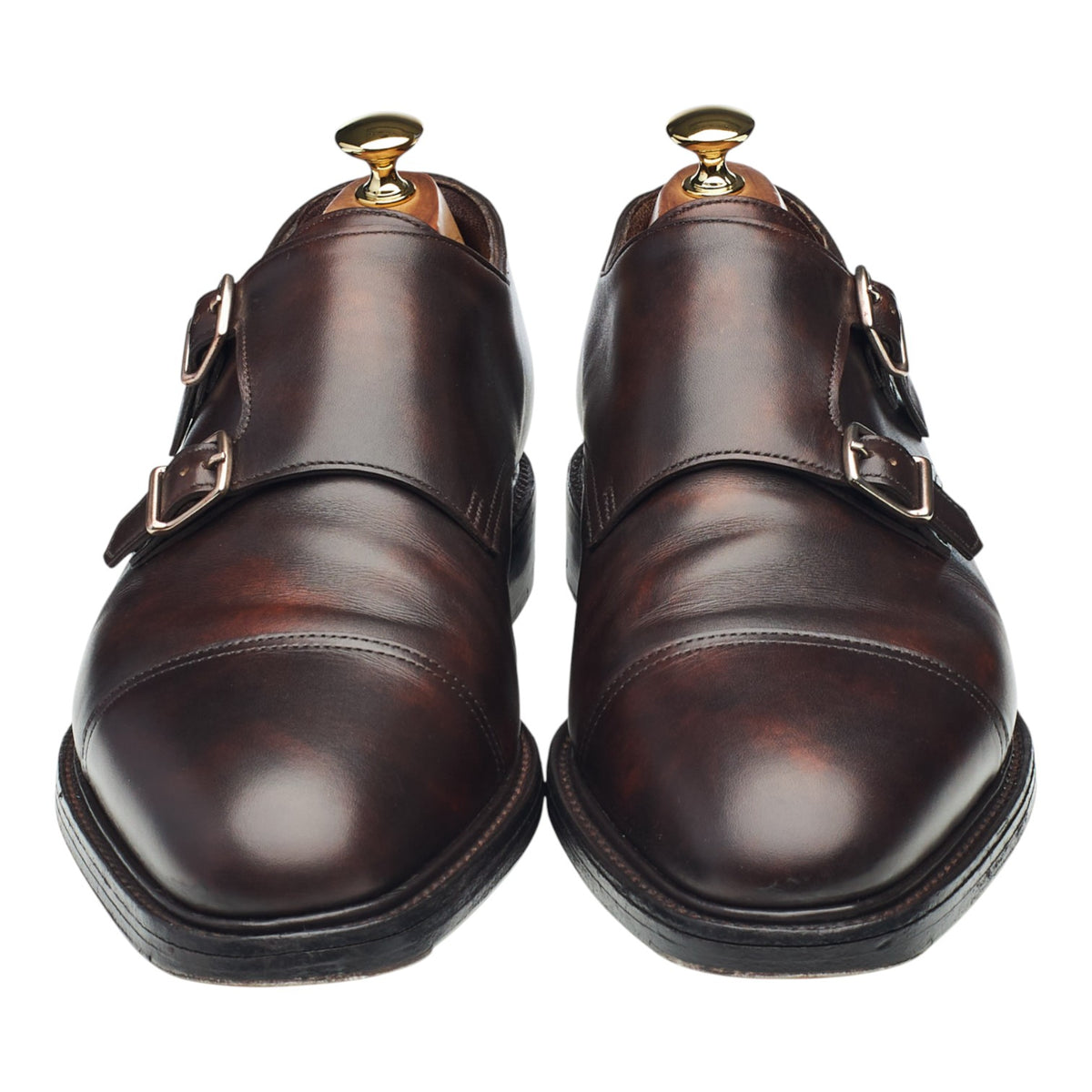 'William' Dark Brown Museum Leather Double Monk Strap UK 9.5 EE