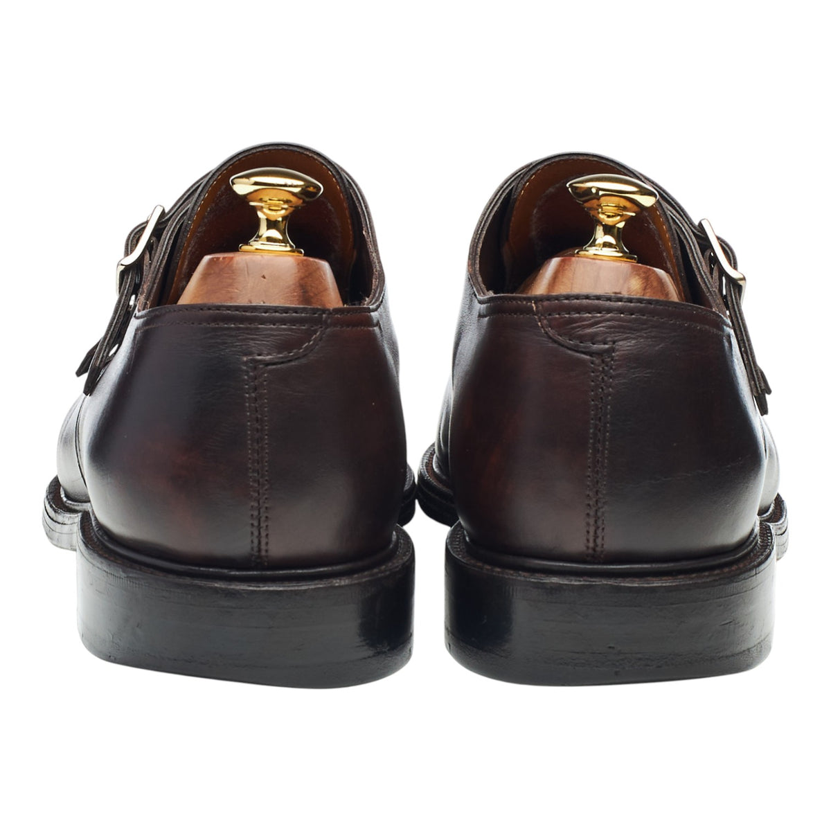 'William' Dark Brown Museum Leather Double Monk Strap UK 9.5 EE