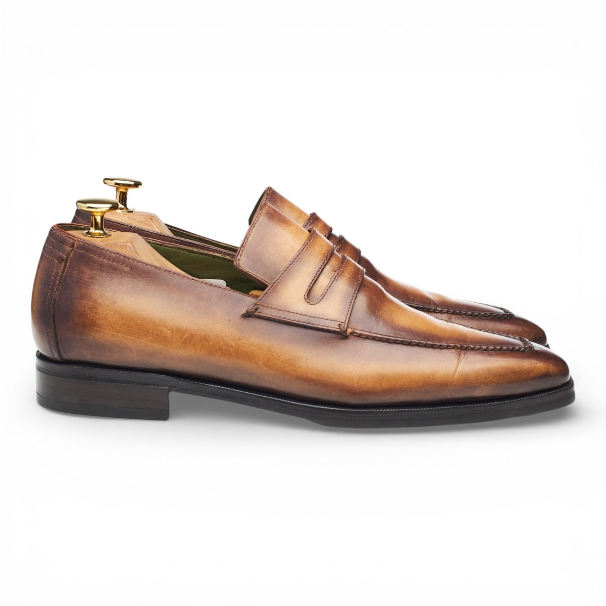 'Andy' Tan Brown Patina Leather Loafers UK 6