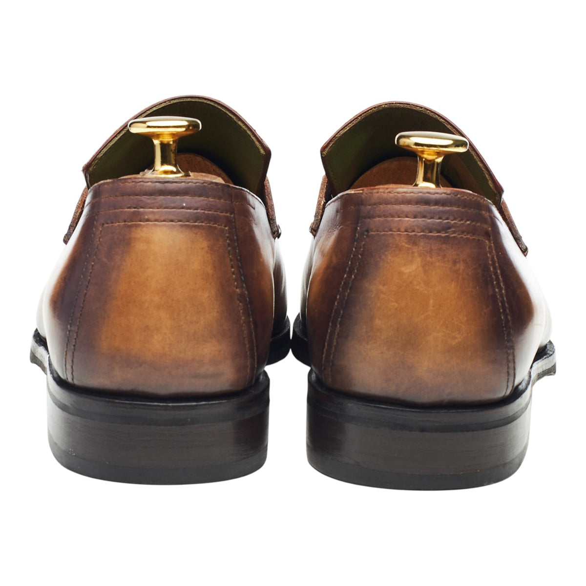 'Andy' Tan Brown Patina Leather Loafers UK 6
