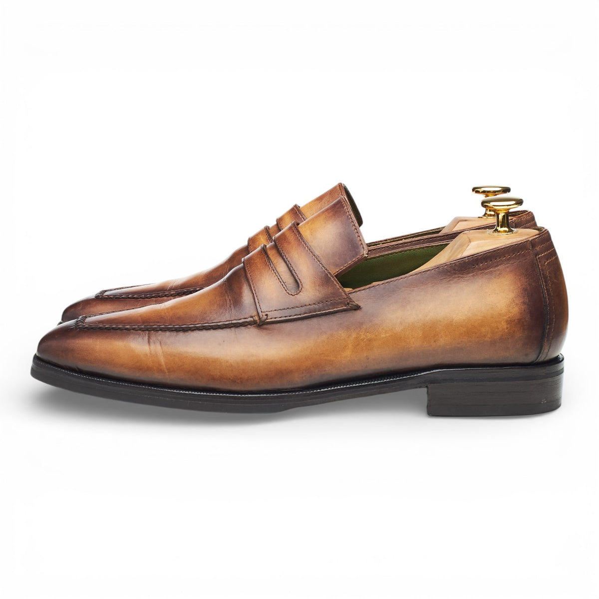'Andy' Tan Brown Patina Leather Loafers UK 6