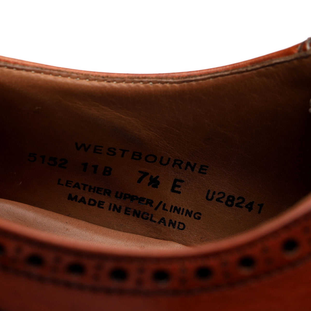 &#39;Westbourne&#39; Tan Brown Leather Oxford UK 7.5 E