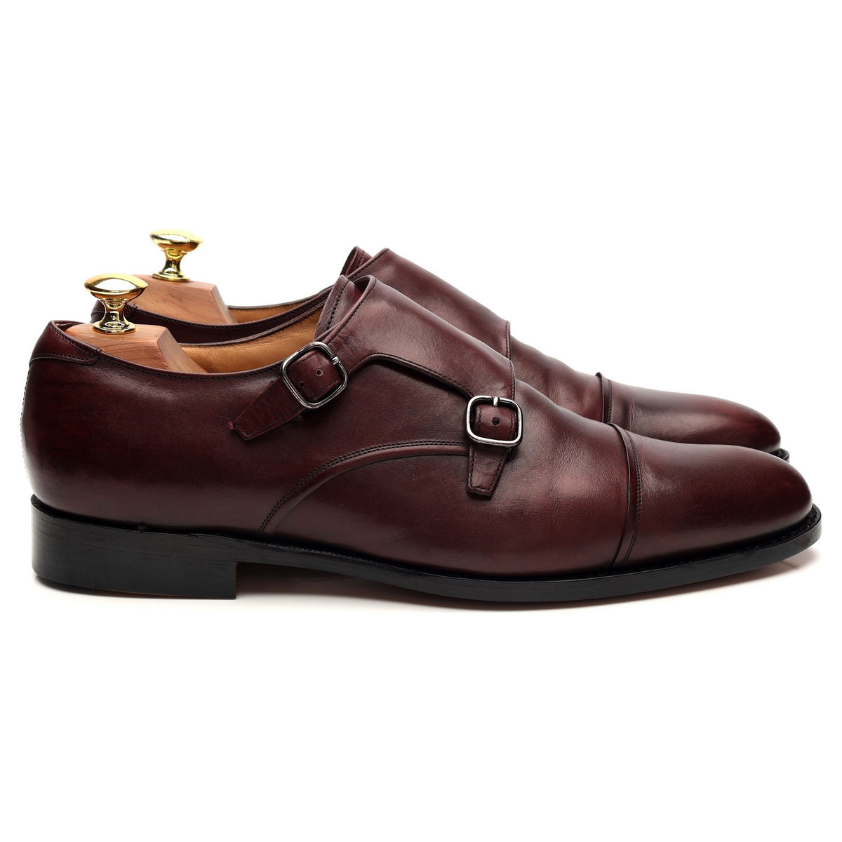 &#39;Ledstone&#39; Burgundy Leather Double Monk Strap UK 8.5 F