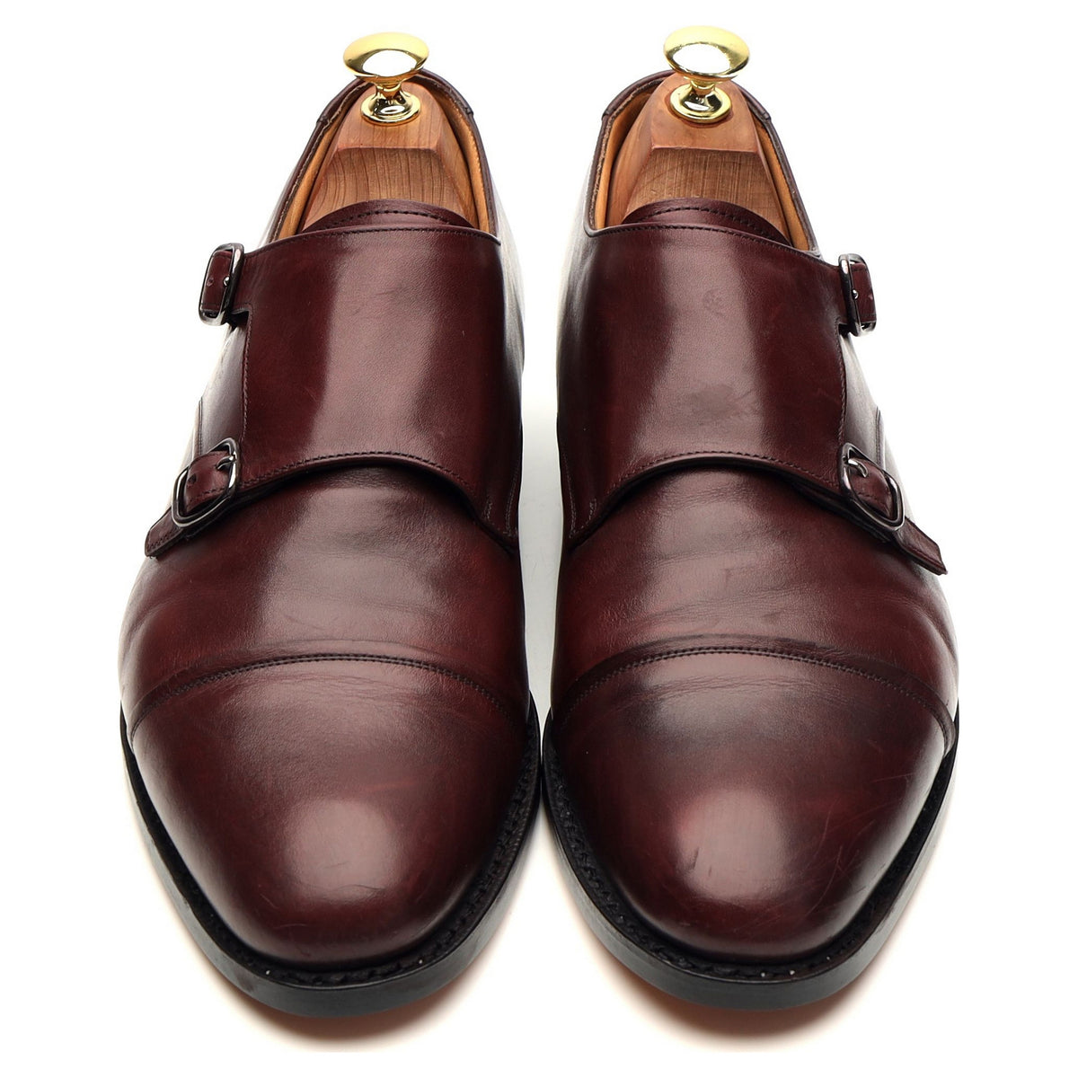 &#39;Ledstone&#39; Burgundy Leather Double Monk Strap UK 8.5 F