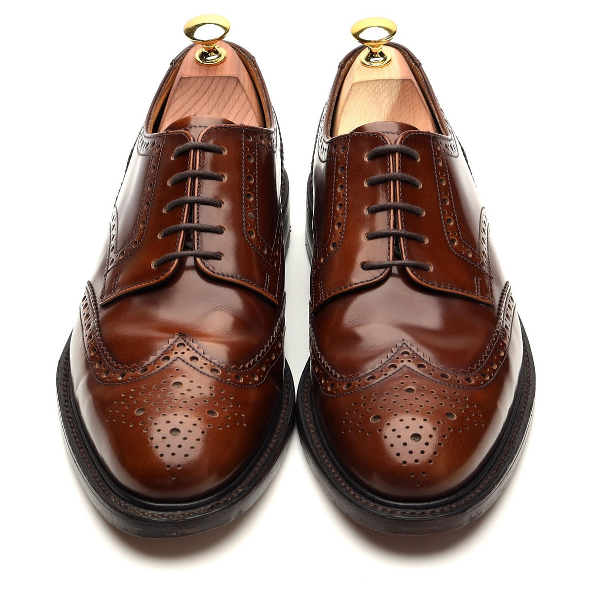 &#39;Hoxton&#39; Tan Brown Leather Derby Brogues UK 7.5 F