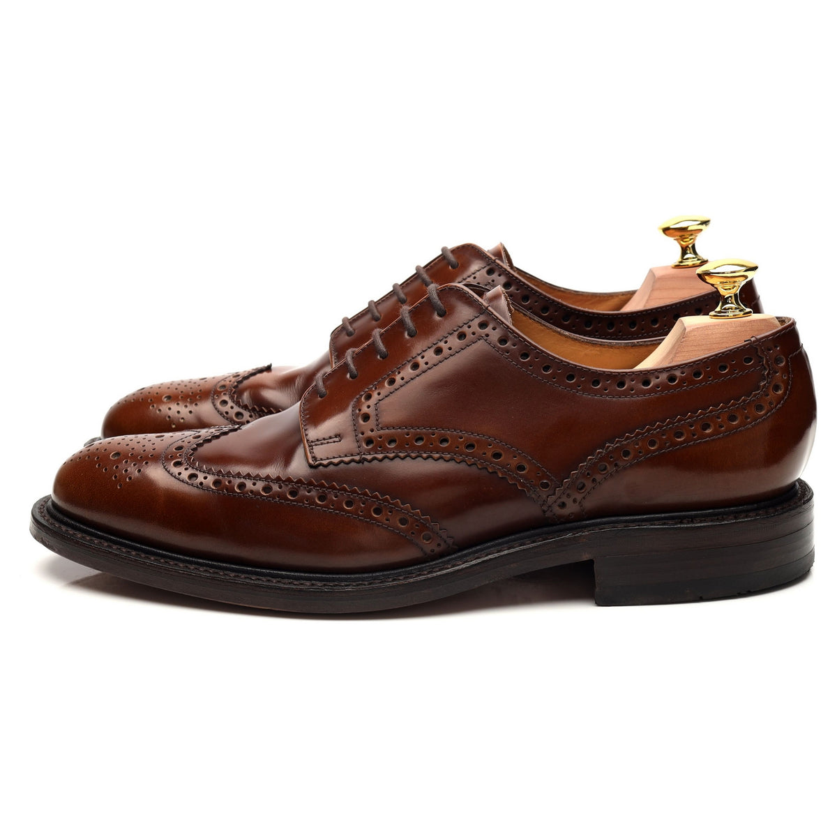 &#39;Hoxton&#39; Tan Brown Leather Derby Brogues UK 7.5 F