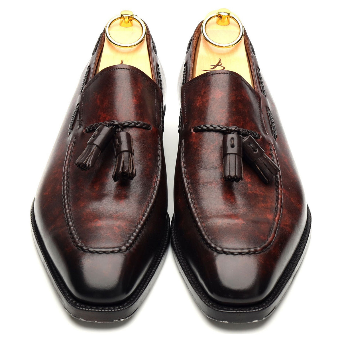 &#39;Eskapa&#39; Brown Museum Leather Tassel Loafers UK 7.5 E