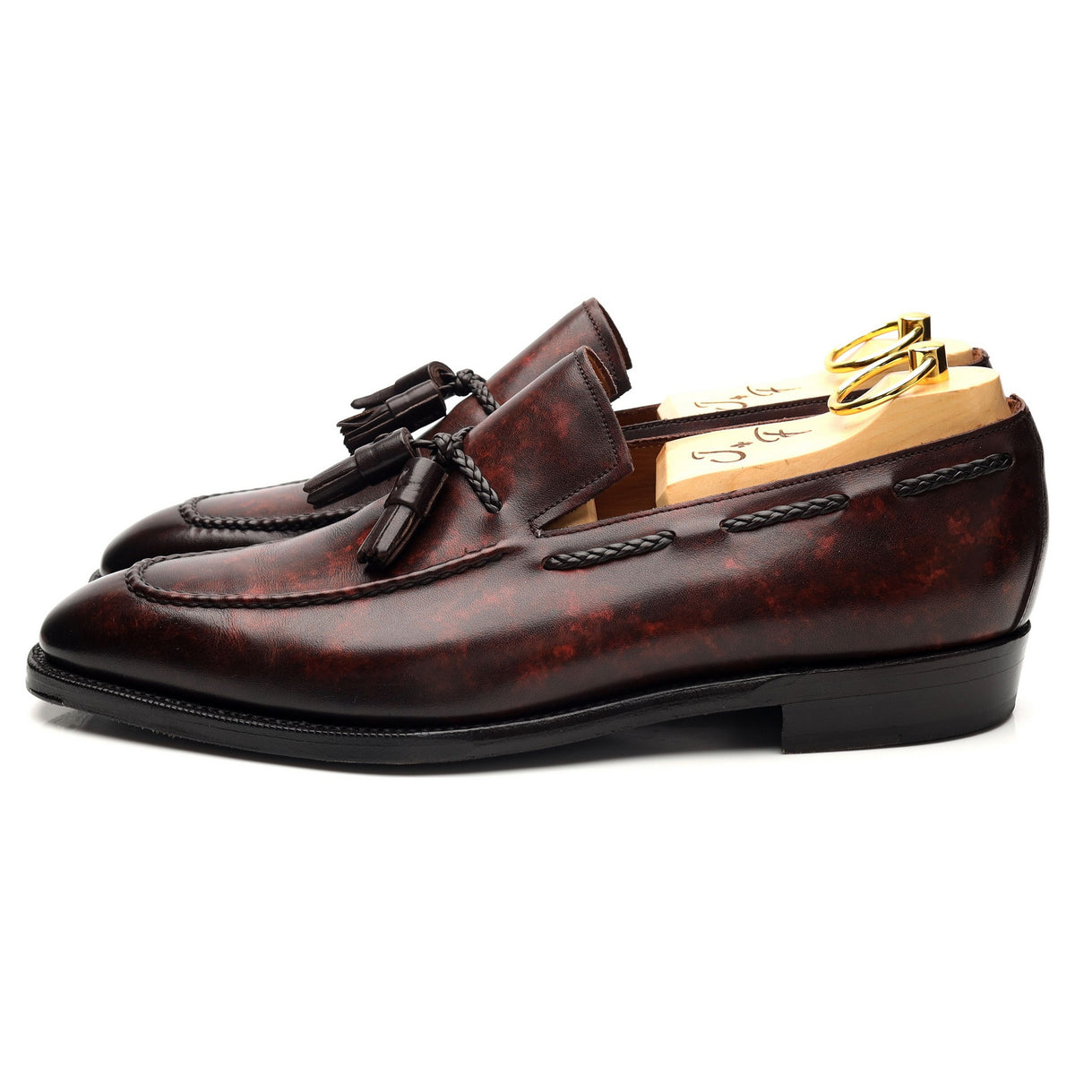 &#39;Eskapa&#39; Brown Museum Leather Tassel Loafers UK 7.5 E