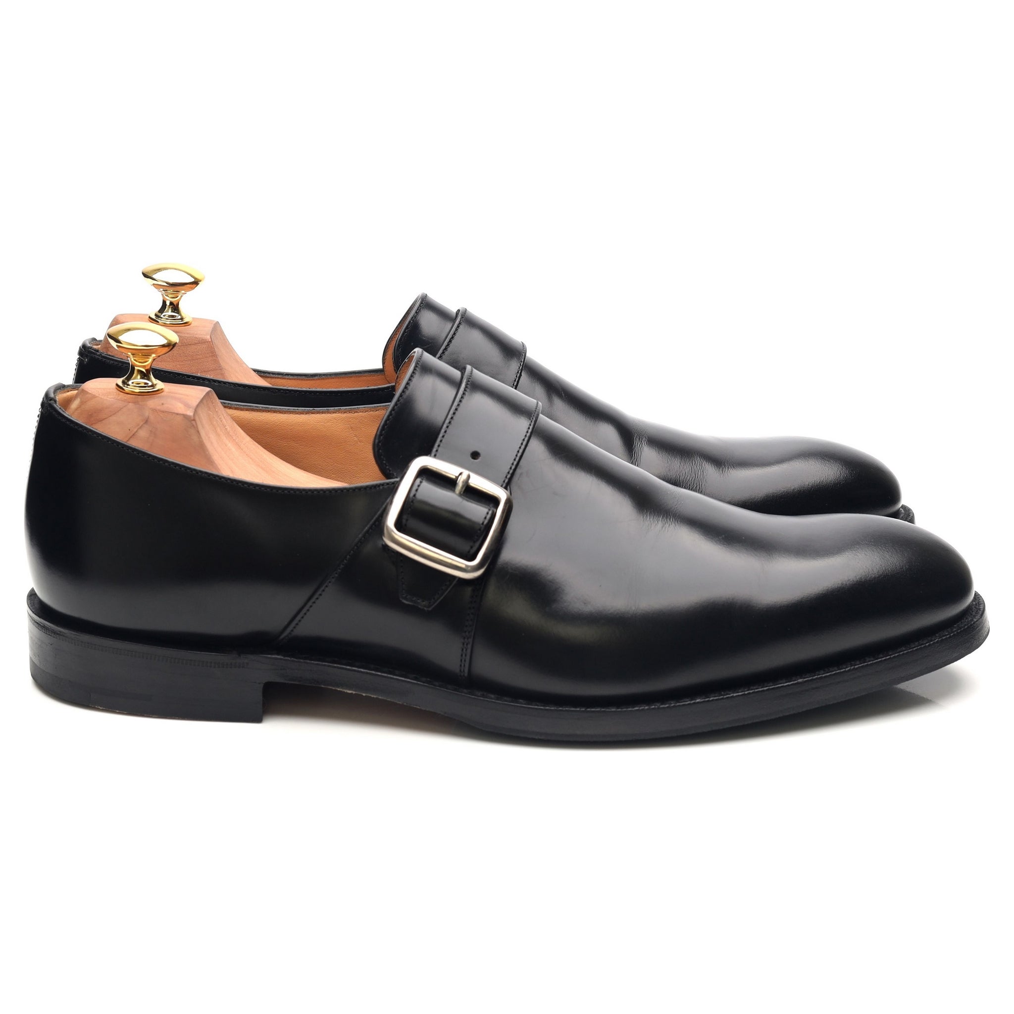 Westbury' Black Leather Monk Strap UK 10.5 F - Abbot's Shoes