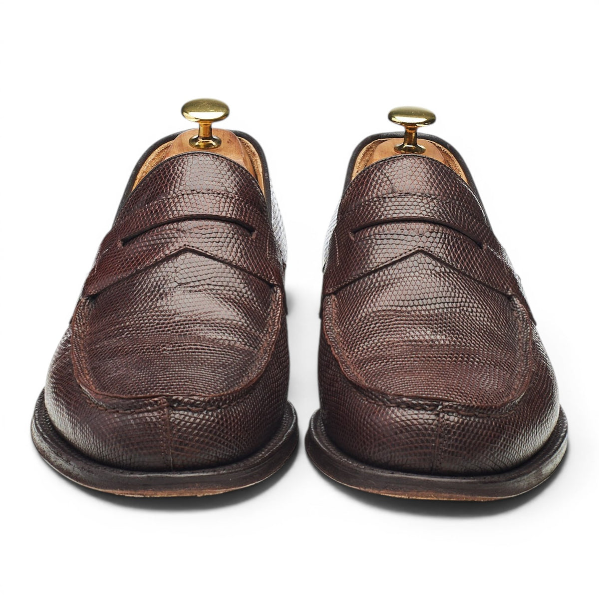 'Wesley' Brown Lizard Leather Loafers UK 8 F