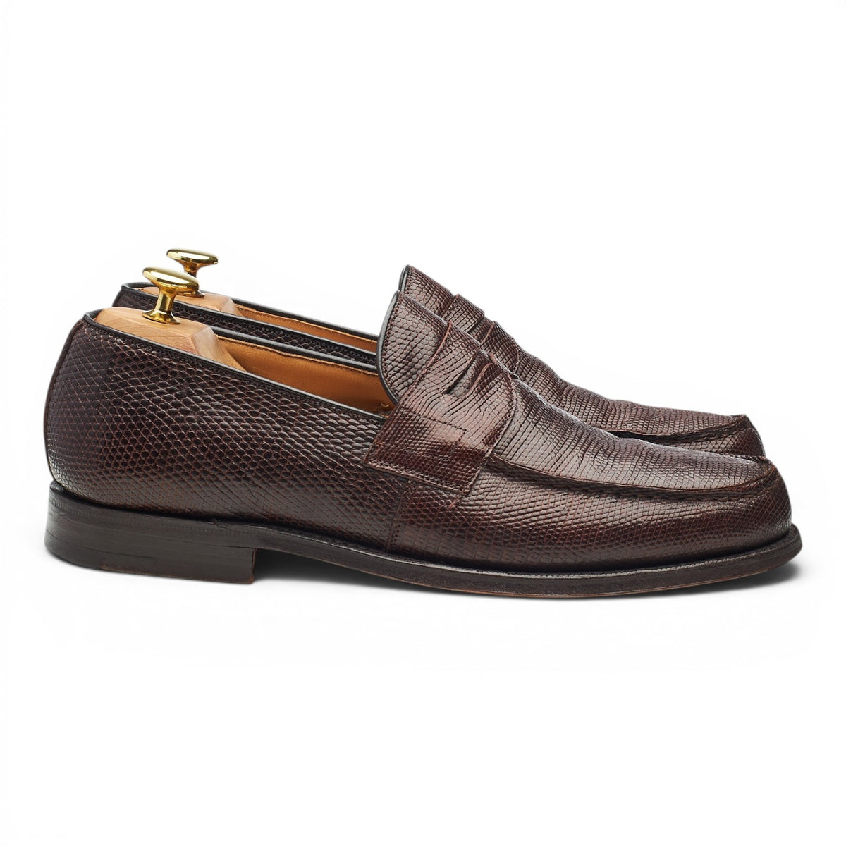 'Wesley' Brown Lizard Leather Loafers UK 8 F