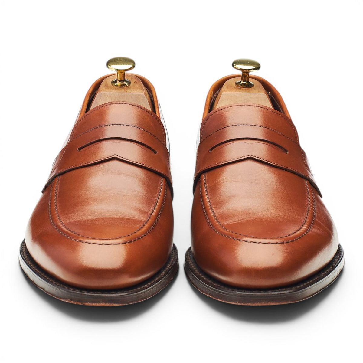 1880 'Anson' Tan Brown Leather Loafers UK 8.5 F