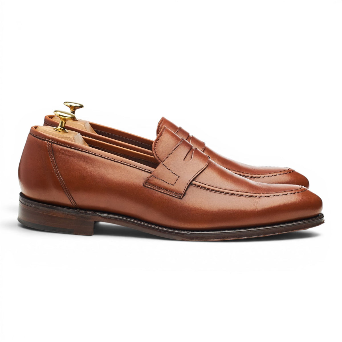 1880 'Anson' Tan Brown Leather Loafers UK 8.5 F