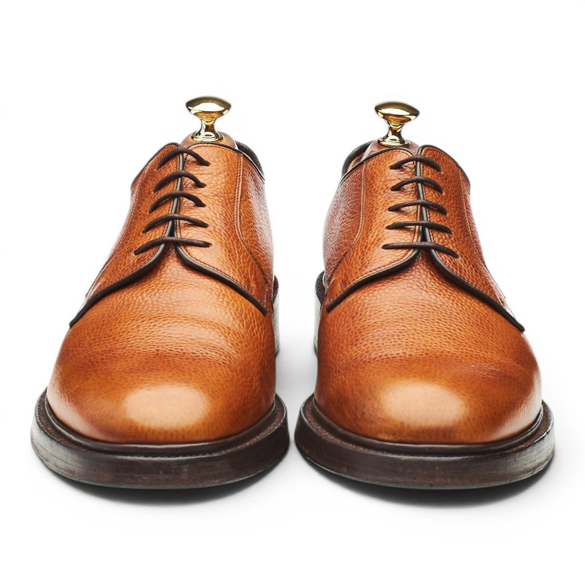 Tan Brown Grain Leather Derby UK 9 F