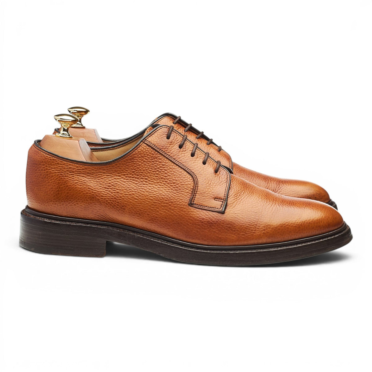 Tan Brown Grain Leather Derby UK 9 F
