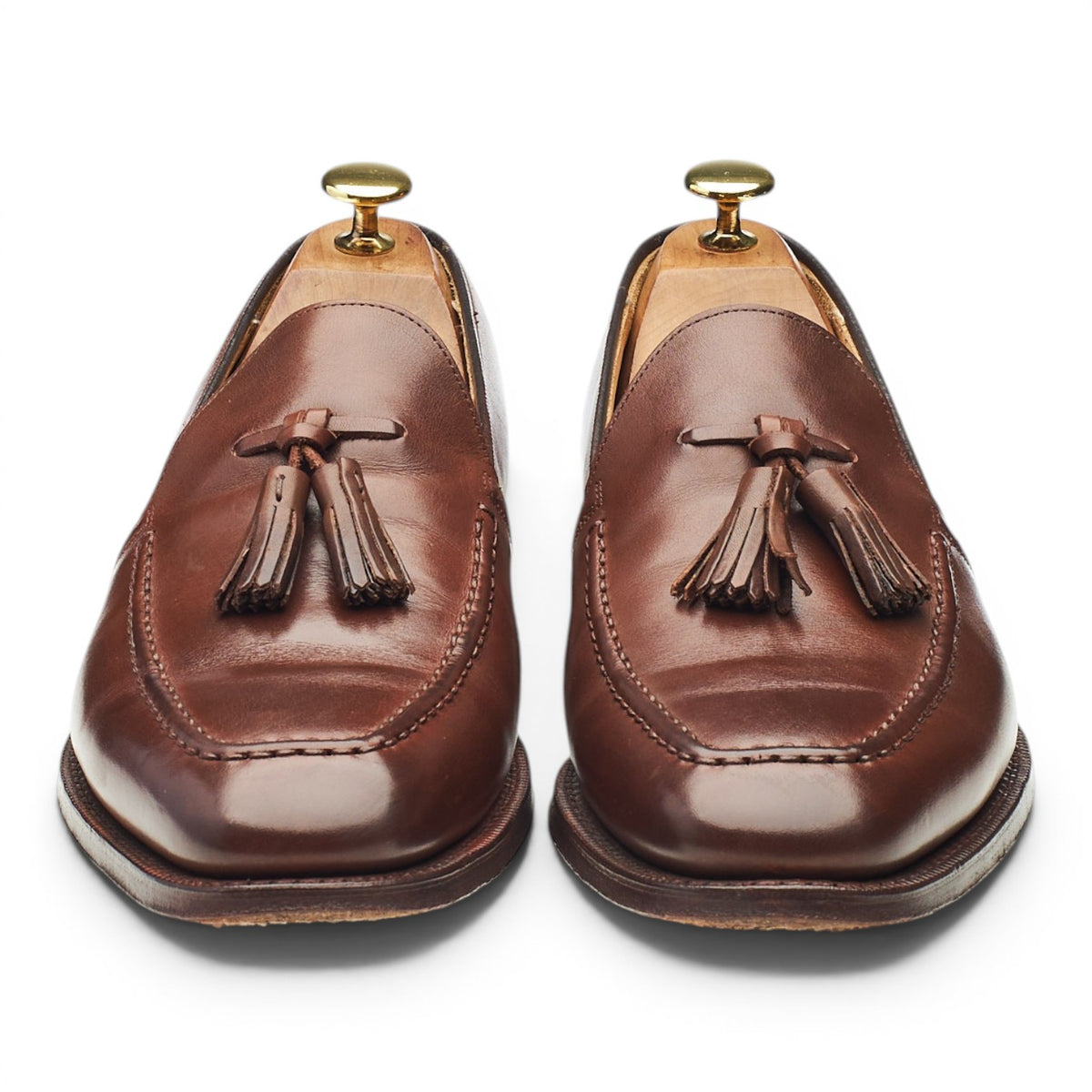 'Harrow' Dark Brown Leather Tassel Loafers UK 8 G