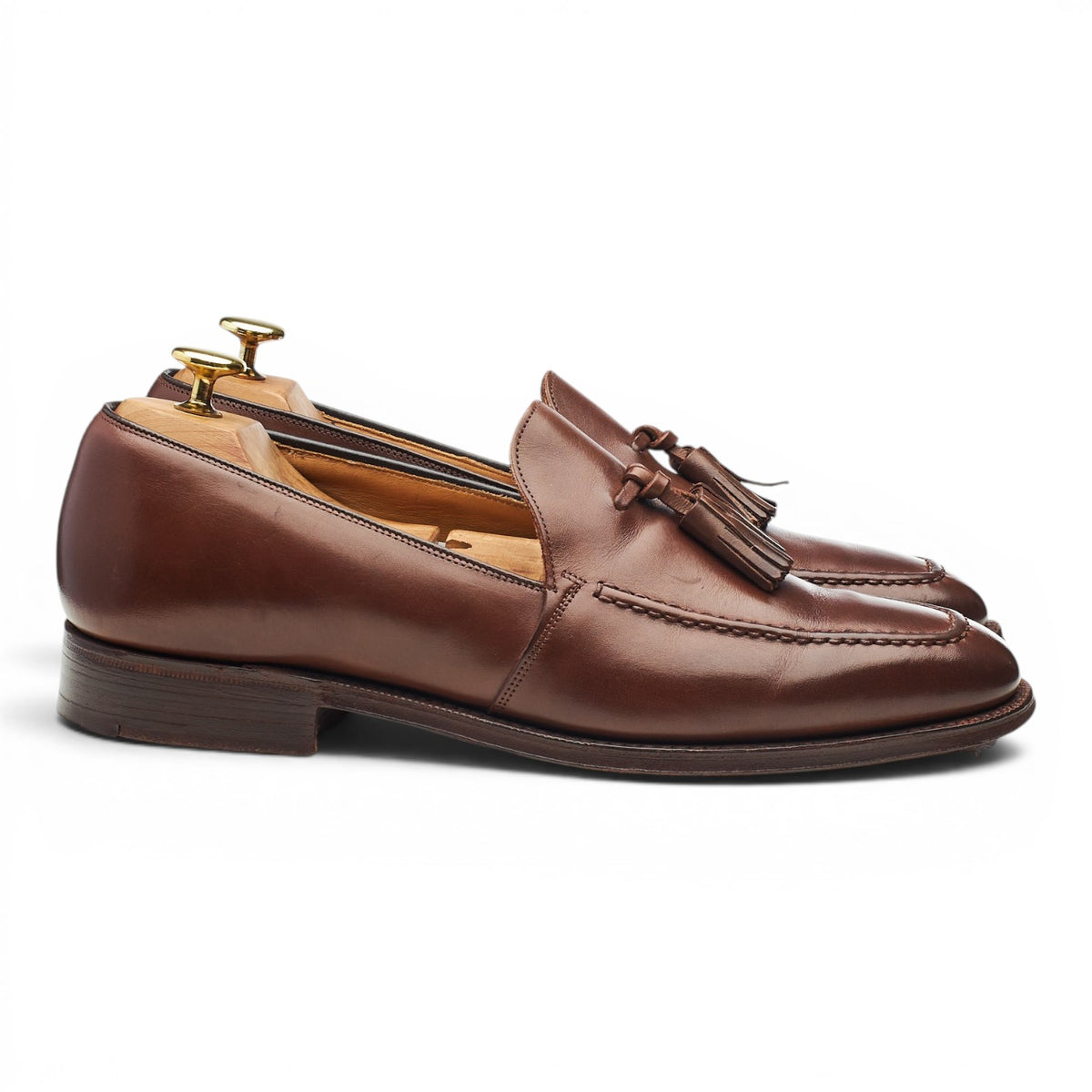 'Harrow' Dark Brown Leather Tassel Loafers UK 8 G