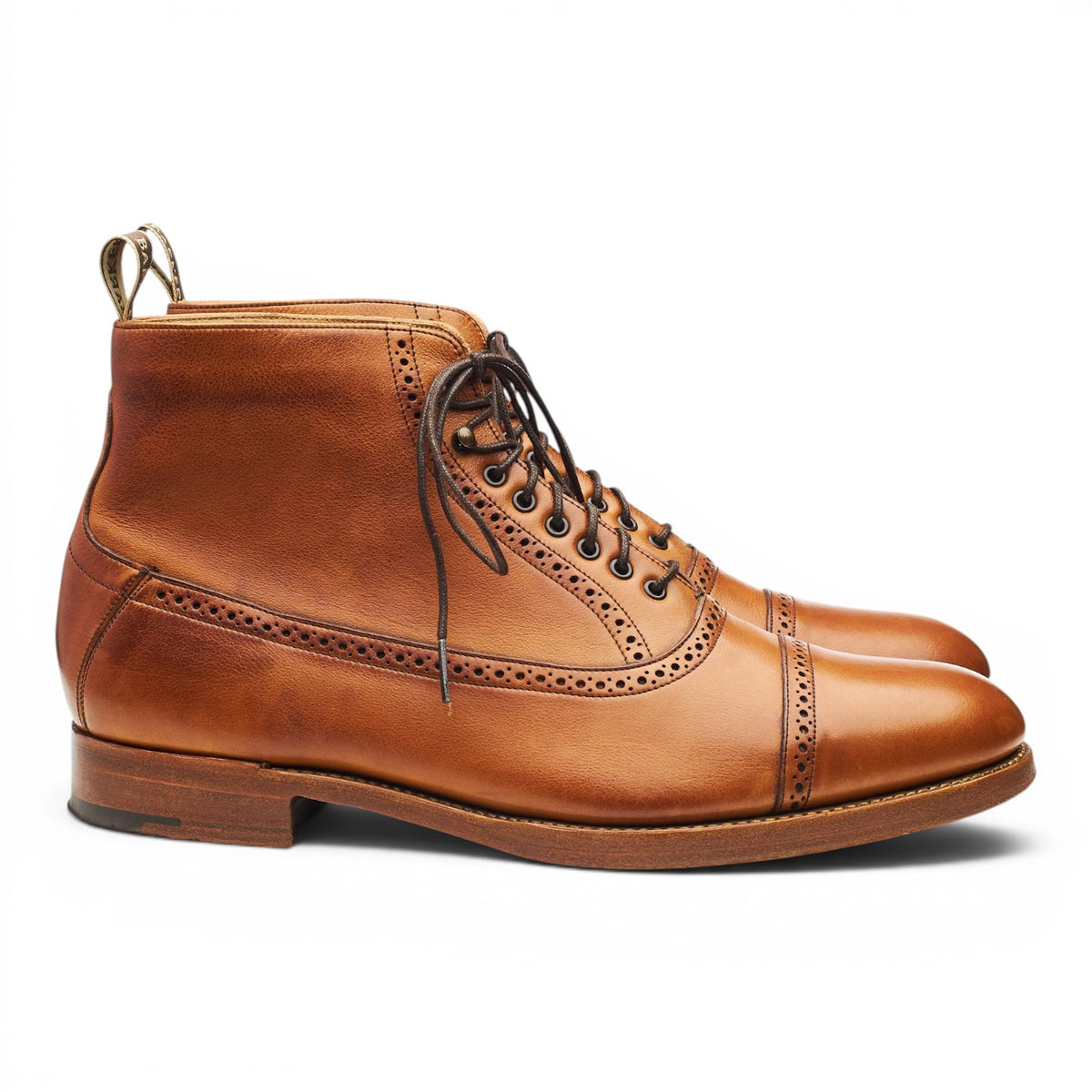 'Foley' Tan Brown Leather Brogue Boots UK 9 FX